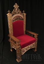 №7028 Крісло-трон для священника дерев'яне дубове різьблене