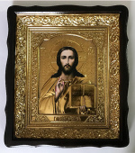 №14451 Спаситель Ісус Христос ікона мала в ризі 45х38 см
