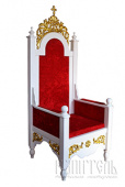 №1395 Крісло-трон для священника архієрейське дерев'яне різьблене біле