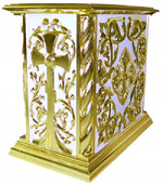 №1859 Панахидний стіл (канун) дерев'яний різьблений біло-золочений