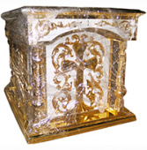 №1860 Панахидний стіл дерев'яний різьблений біло-золочений великий