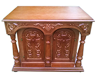 №8338 Панахидний стіл дерев'яний різьблений двохдверний