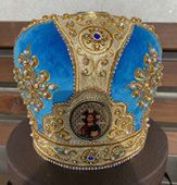 №2376 Митра голубая tr золотые вставки