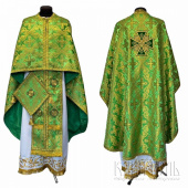 №3716 Облачення грецьке шовкове (парча) зелене, риза на священника, фелон