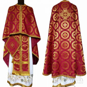 №3706 Облачення грецьке шовкове (парча)е червоне, риза на священника, фелон