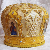 №1586 Митра жёлтая tr золотая нить