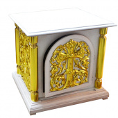 №7955 Жертовник дерев'яний різьблений 60х90х90 см біло-золочений