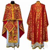 №3701 Облачення грецьке шовкове (парча) червоне, риза на священника, фелон