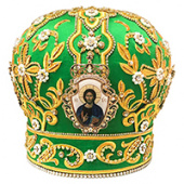 №3425 Митра зелёная золотая нить