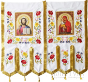 №1633 Хоругви тканевые белые вышитые