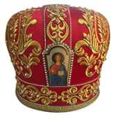 №1589 Митра красная золотая вышивка