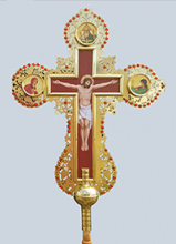 №1195 Крест запрестольный много камней 67х80 см