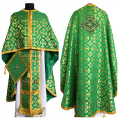 №3714 Облачення грецьке шовкове (парча) зелене, риза на священника, фелон