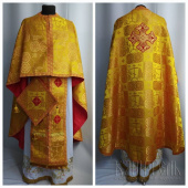 №3731 Облачення грецьке шовкове (парча) жовте, риза на священника, фелон