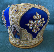 №2374 Митра синяя tr золотые вставки