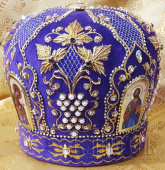 №3738 Митра синяя tr золотая нить