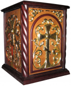 №572 Жертовник дерев'яний різьблений 60х85х90 см каштан з позолотою