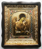 №14458 Архангел Михаил икона (эмаль) малая в ризе 45х38 см
