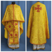 №3728 Облачення грецьке шовкове (парча) жовте, риза на священника, фелон