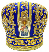 №7052 Митра синяя золотая нить