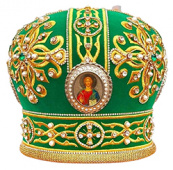 №3365 Митра зелёная золотая нить