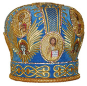 №2256 Митра голубая tr с херувимами