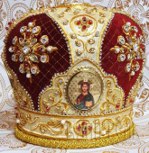 №7087 Митра бордовая tr золотая нить