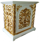№568 Жертовник дерев'яний різьблений 60х85х90 см білий з позолотою