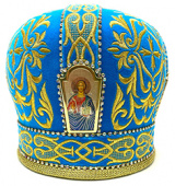 №7099 Митра голубая золотая нить