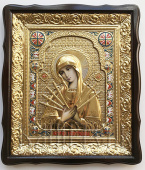 №16724 Семистрельная БМ икона (эмаль) малая в ризе 45х38 см