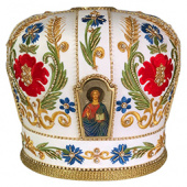 №7053 Митра белая разноцветная нить