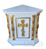 №3590 Жертвенник угловой деревянный резной 60х60х90 см