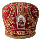 №3362 Митра красная золотая нить