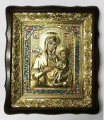 №14462 Иверская БМ икона (эмаль) малая в ризе 45х38 см