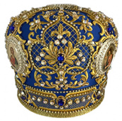 №7069 Митра синяя золотая нить