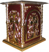 №1703 Жертовник дерев'яний різьблений 60х85х90 см вишня з позолотою