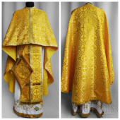 №3729 Облачення грецьке шовкове (парча) жовте, риза на священника, фелон