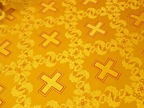 Царський хрест жовтий з червоним контуром шовк з золотом