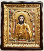 №16726 Іван (Іоанн) Хреститель Предтеча ікона (емаль) мала в ризі 45х38 см