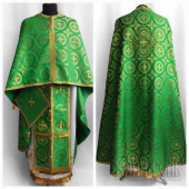 №3715 Облачення грецьке шовкове (парча) зелене, риза на священника, фелон