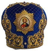№7047 Митра синяя золотая нить
