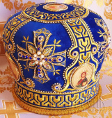 №7078 Митра синяя tr золотая нить