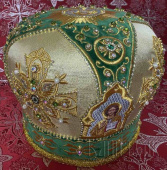 №1582 Митра зелёная золотая нить tr