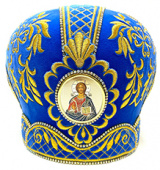 №7075 Митра голубая золотая нить