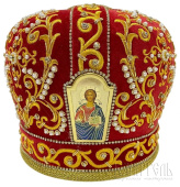 №7129 Митра красная золотая нить