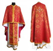 №3705 Облачення грецьке шовкове (парча) червоне, риза на священника, фелон