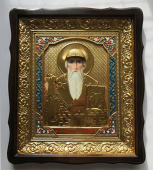 №14460 Спиридон Тримифунтский Свт. икона (эмаль) малая в ризе 45х38 см