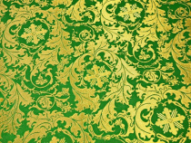 Мамврійський дуб зелений з жовтим кантом шовк з золотом