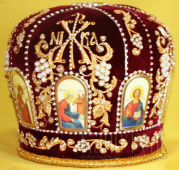 №1573 Митра бордовая tr золотая нить