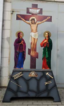 №15052 Крест Голгофа в церковь резная литографическая 2,45 м Распятие с предстоящими
